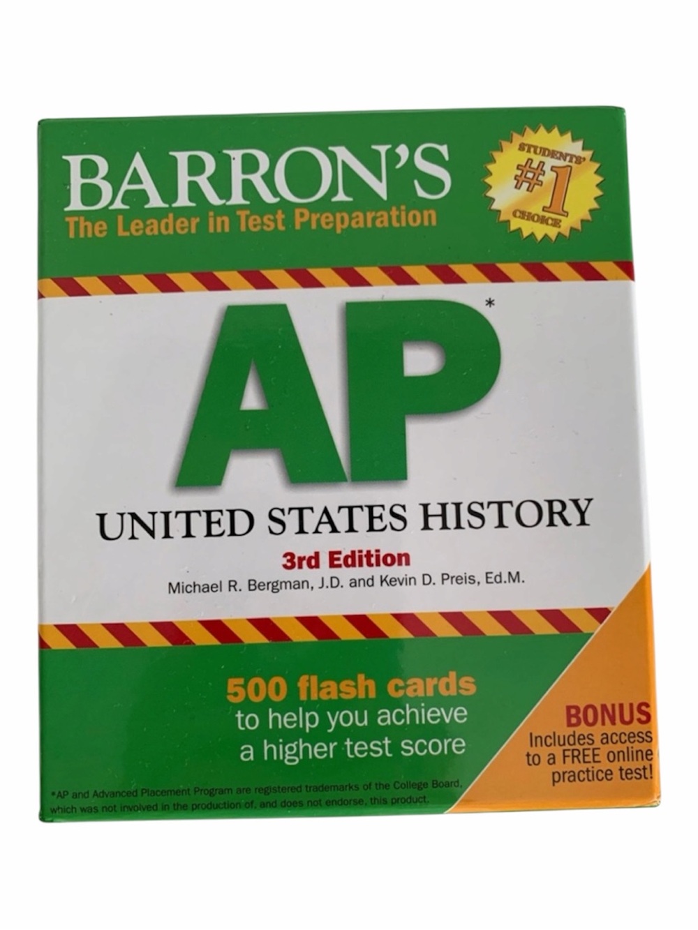 Barron’s Flash Cards AP United States History Test Prep 500 PCS 3rd Edition